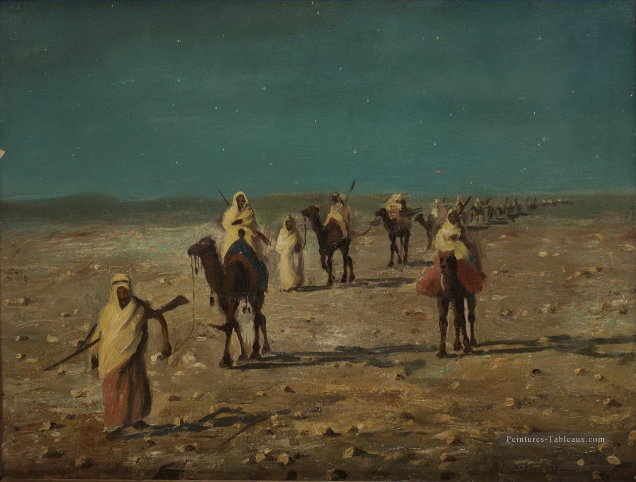 Caravane Alphons Leopold Mielich scènes orientalistes Peintures à l'huile